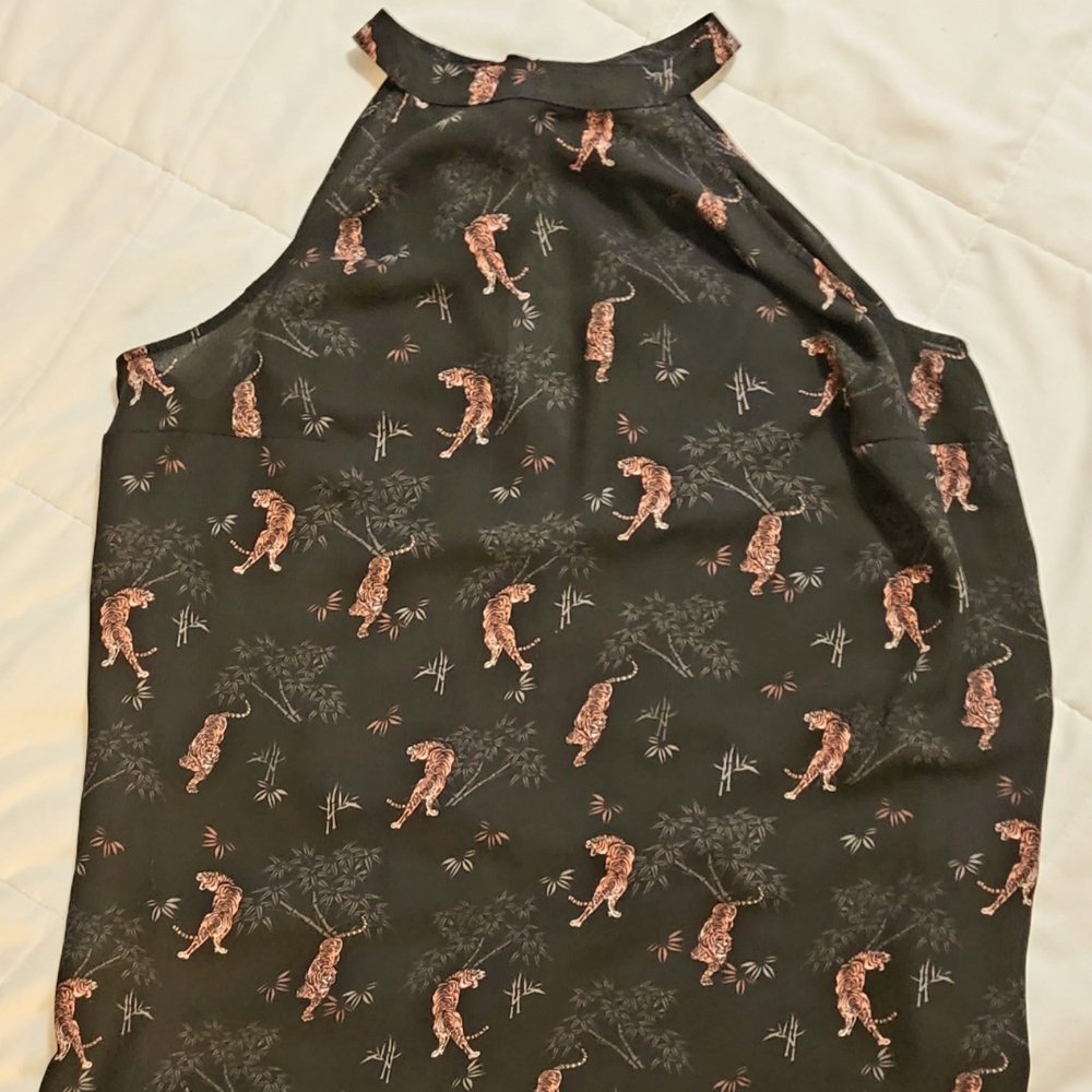 Tiger Print, Black, Torrid Dress Shirt 00